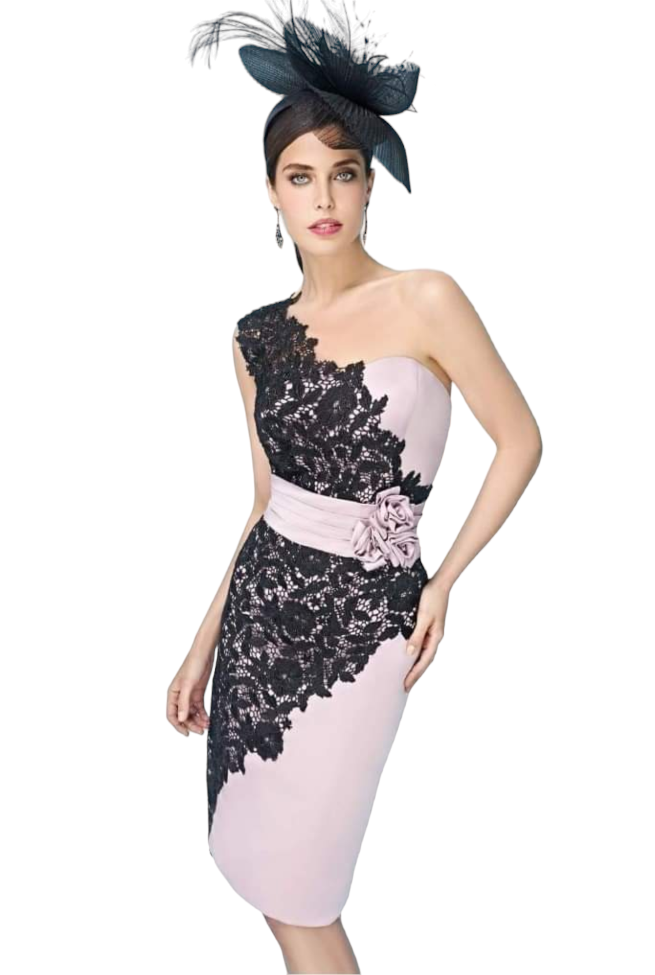 Vestido corto escote asimétrico