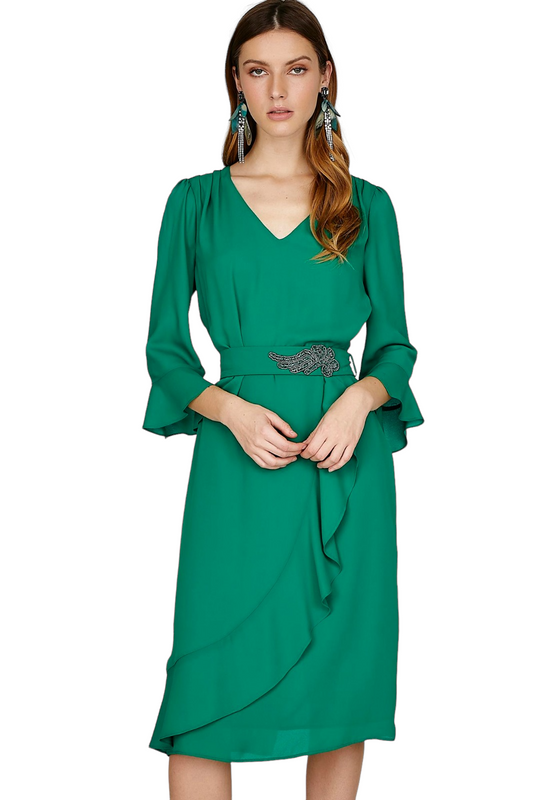 Vestido corto manga 3/4